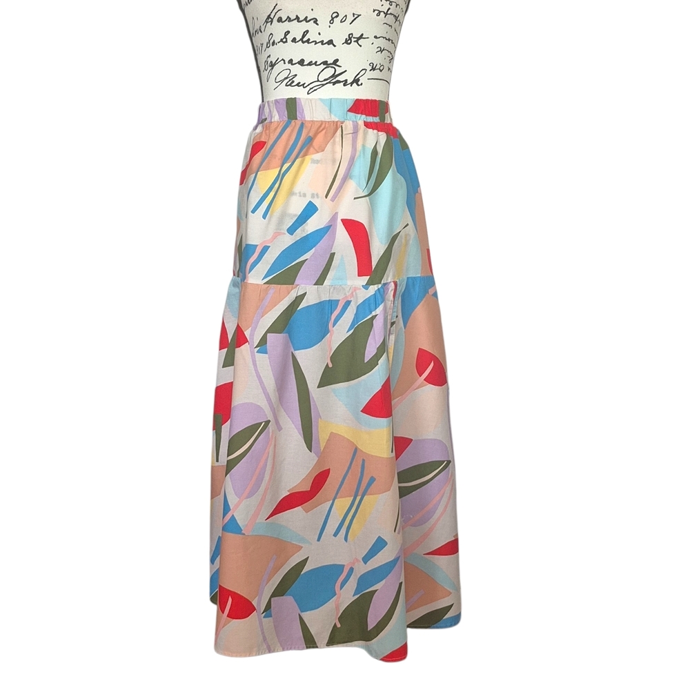 Eloquii Multicolor Pastel Floral Print Skirt With Side Slit Sz 14 - Picture 3 of 7